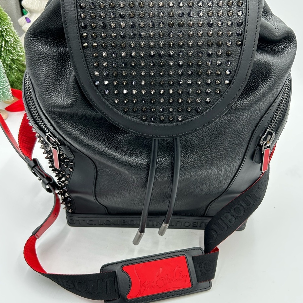 Unisex, Christian Louboutin, EXPLORAFUNK, black calf, leather backpack spiked - Picture 2 of 16